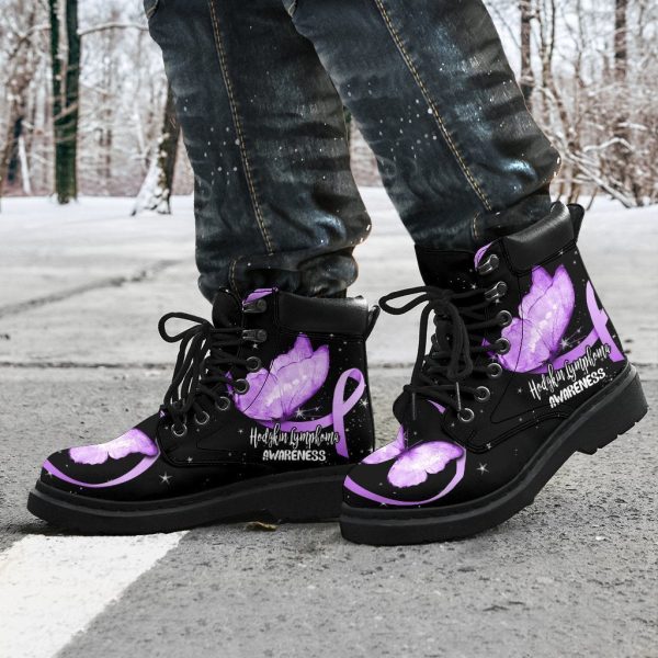 Hodgkin Lymphoma Cancer Awareness Boots Ribbon Shoes-Gearsnkrs