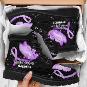 Hodgkin Lymphoma Cancer Awareness Boots Ribbon Shoes-Gearsnkrs