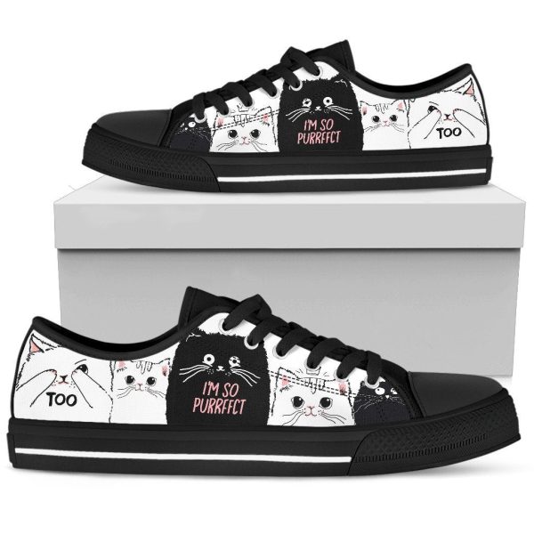 I'M So Purrfect Cat Sneakers Low Top Shoes For Cat Lover-Gearsnkrs