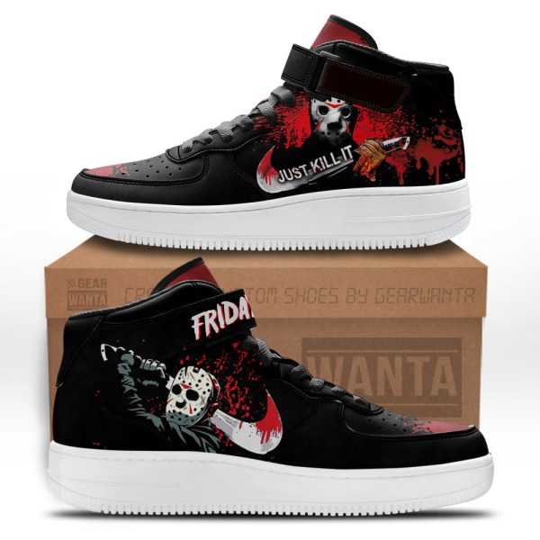 Jason Voorhees Shoes Air Mid Custom Just Kill It For Horror Fans-Gearsnkrs