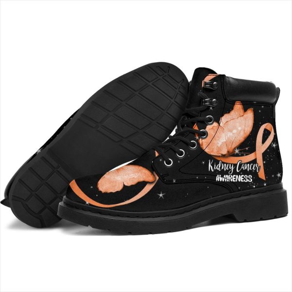 Kidney Cancer Awareness Boots Ribbon Butterfly Shoes Gift-Gearsnkrs