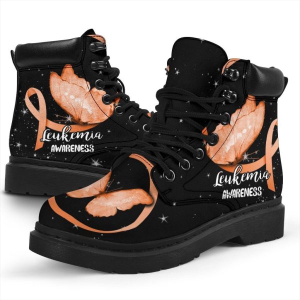 Leukemia Awareness Boots Ribbon Butterfly Shoes Gift Idea-Gearsnkrs