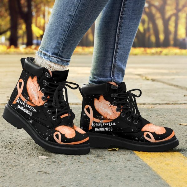 Leukemia Awareness Boots Ribbon Butterfly Shoes Gift Idea-Gearsnkrs