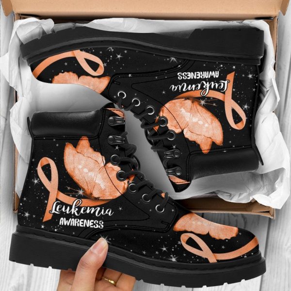 Leukemia Awareness Boots Ribbon Butterfly Shoes Gift Idea-Gearsnkrs