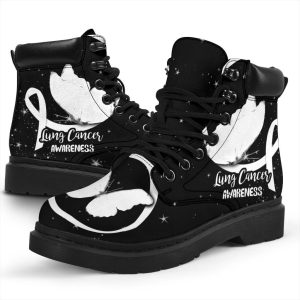 Lung Awareness Boots Ribbon Butterfly Shoes Gift Idea-Gearsnkrs