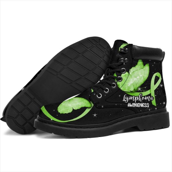 Lymphoma Awareness Boots Ribbon Butterfly Shoes-Gearsnkrs