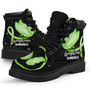 Lymphoma Awareness Boots Ribbon Butterfly Shoes-Gearsnkrs