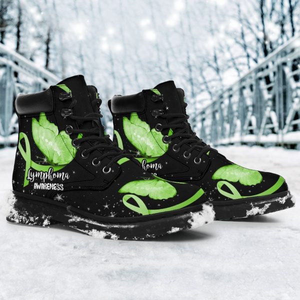 Lymphoma Awareness Boots Ribbon Butterfly Shoes-Gearsnkrs