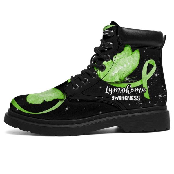 Lymphoma Awareness Boots Ribbon Butterfly Shoes-Gearsnkrs