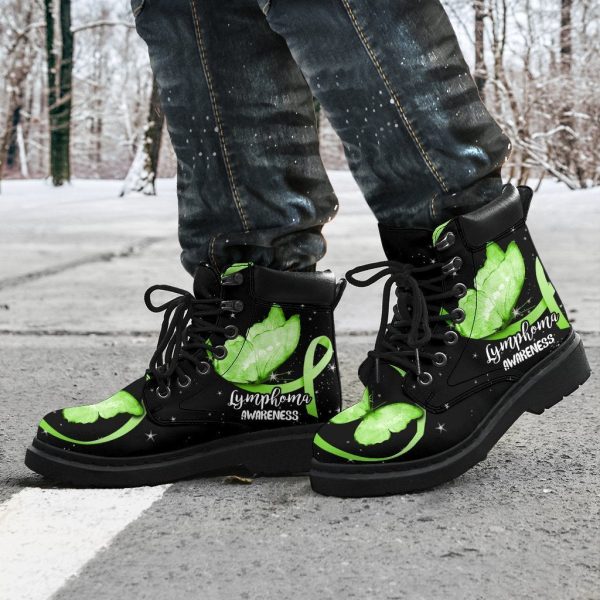 Lymphoma Awareness Boots Ribbon Butterfly Shoes-Gearsnkrs