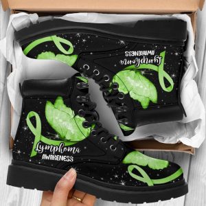 Lymphoma Awareness Boots Ribbon Butterfly Shoes-Gearsnkrs