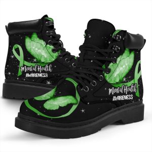 Mental Health Awareness Boots Ribbon Butterfly Shoes-Gearsnkrs