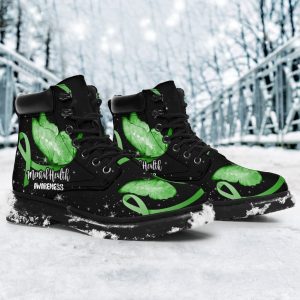 Mental Health Awareness Boots Ribbon Butterfly Shoes-Gearsnkrs