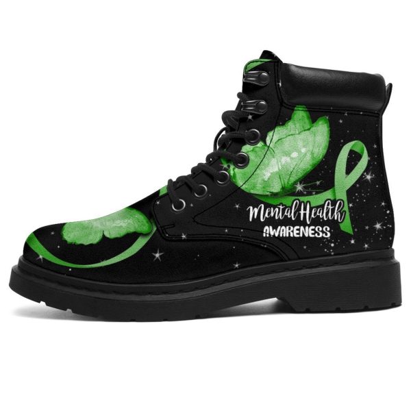 Mental Health Awareness Boots Ribbon Butterfly Shoes-Gearsnkrs