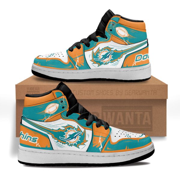 Miami Dolphins Football Team Kid Sneakers Custom For Kids 1 - Perfectivy