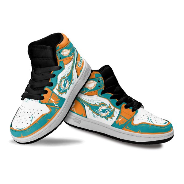 Miami Dolphins Football Team Kid Sneakers Custom For Kids 3 - Perfectivy