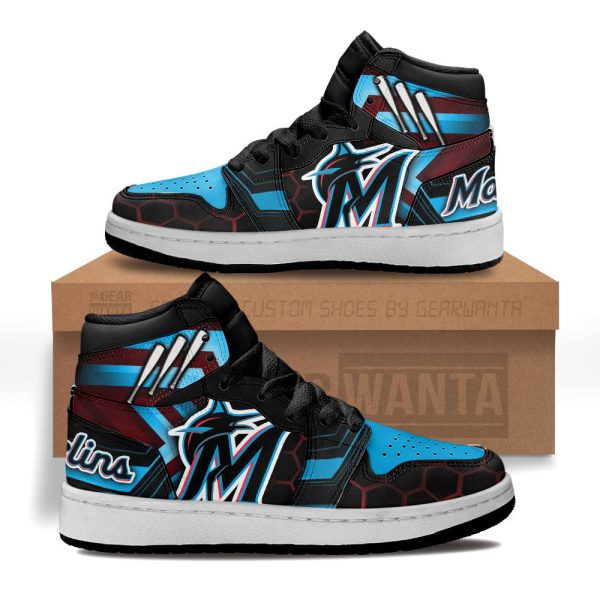 Miami Marlins Football Team Kid Sneakers Custom For Kids 1 - Perfectivy