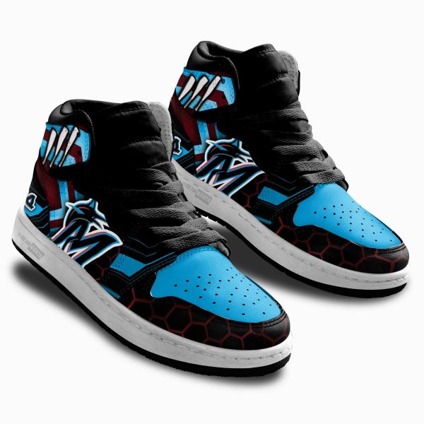 Miami Marlins Football Team Kid Sneakers Custom For Kids 2 - Perfectivy