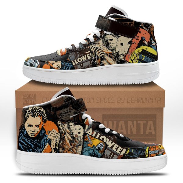 Michael Myers Shoes Custom Air Mid Sneakers Horror Fans-Gearsnkrs
