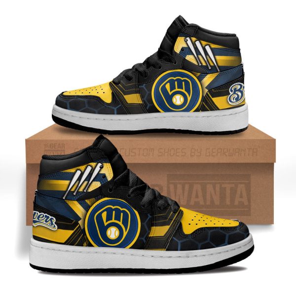 Milwaukee Brewers Football Team Kid Sneakers Custom For Kids 1 - Perfectivy