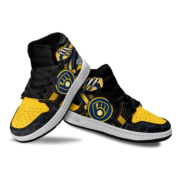 Milwaukee Brewers Football Team Kid Sneakers Custom For Kids 3 - Perfectivy