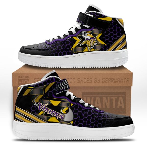 Minnesota Vikings Sneakers Custom Air Mid Shoes For Fans-Gearsnkrs