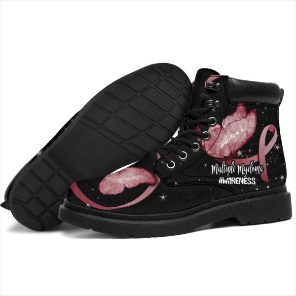 Multiple Myeloma Cancer Awareness Boots Ribbon Butterfly Shoes-Gearsnkrs