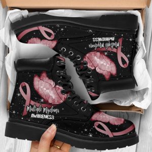 Multiple Myeloma Cancer Awareness Boots Ribbon Butterfly Shoes-Gearsnkrs