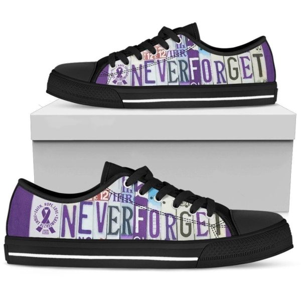 Never Forget Alzheimer Awareness Sneaker Women'S Low Top Shoes Nh08-Gearsnkrs