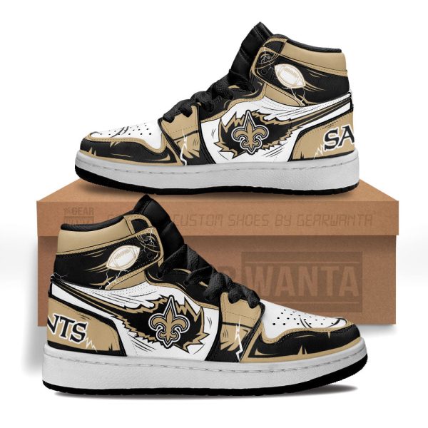 New Orleans Saints Football Team Kid Sneakers Custom For Kids 1 - Perfectivy