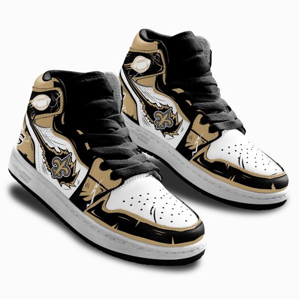 New Orleans Saints Football Team Kid Sneakers Custom For Kids 2 - Perfectivy