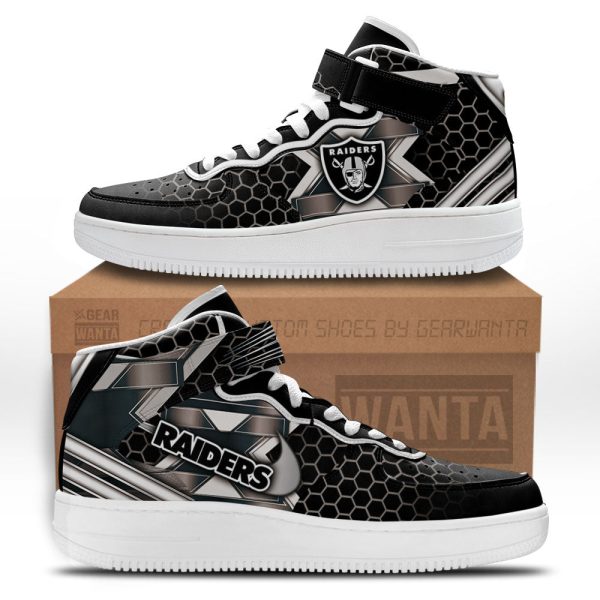 Oakland Raiders Sneakers Custom Air Mid Shoes For Fans-Gearsnkrs