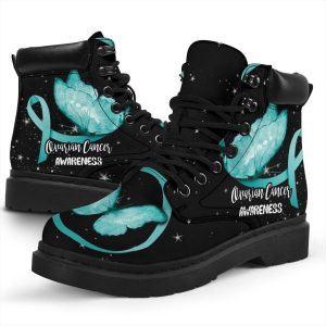 Ovarian Cancer Awareness Boots Ribbon Shoes Gift Idea-Gearsnkrs