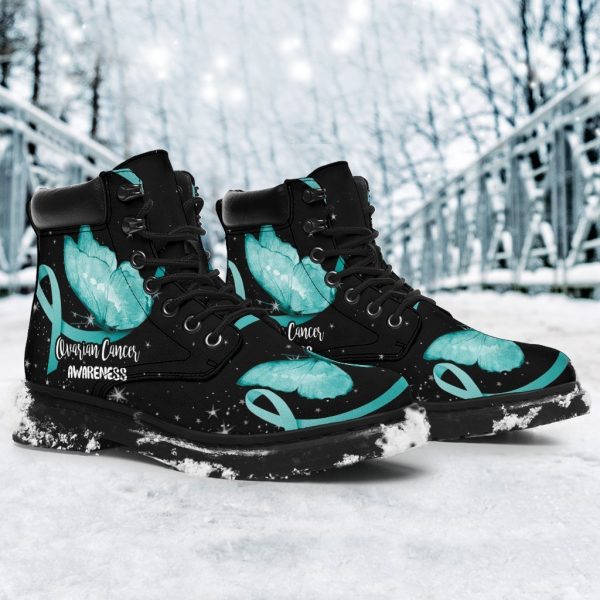 Ovarian Cancer Awareness Boots Ribbon Shoes Gift Idea-Gearsnkrs