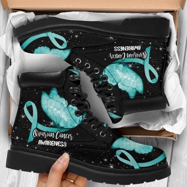 Ovarian Cancer Awareness Boots Ribbon Shoes Gift Idea-Gearsnkrs