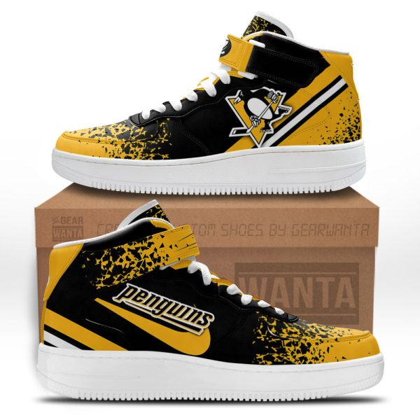 P Penguins Air Mid Shoes Custom Hockey Sneakers Fans-Gearsnkrs