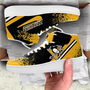 P Penguins Air Mid Shoes Custom Hockey Sneakers Fans-Gear Wanta