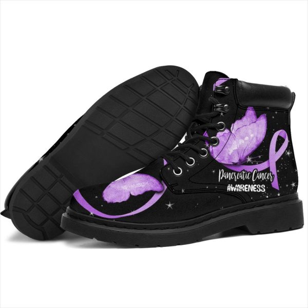 Pancreatic Cancer Awareness Boots Ribbon Butterfly Shoes-Gearsnkrs