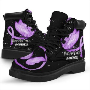 Pancreatic Cancer Awareness Boots Ribbon Butterfly Shoes-Gearsnkrs