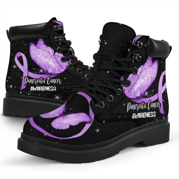 Pancreatic Cancer Awareness Boots Ribbon Butterfly Shoes-Gearsnkrs