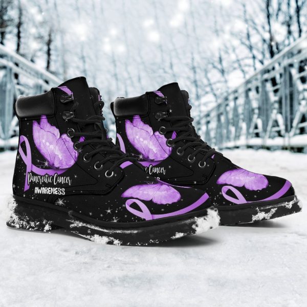 Pancreatic Cancer Awareness Boots Ribbon Butterfly Shoes-Gearsnkrs