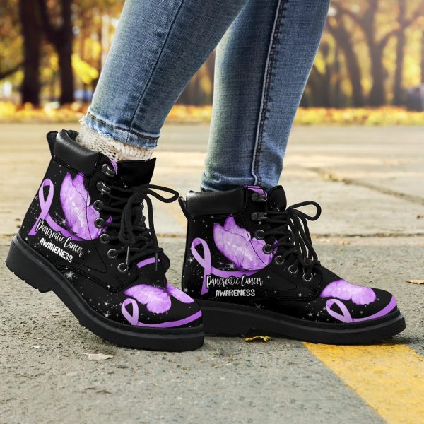 Pancreatic Cancer Awareness Boots Ribbon Butterfly Shoes-Gearsnkrs