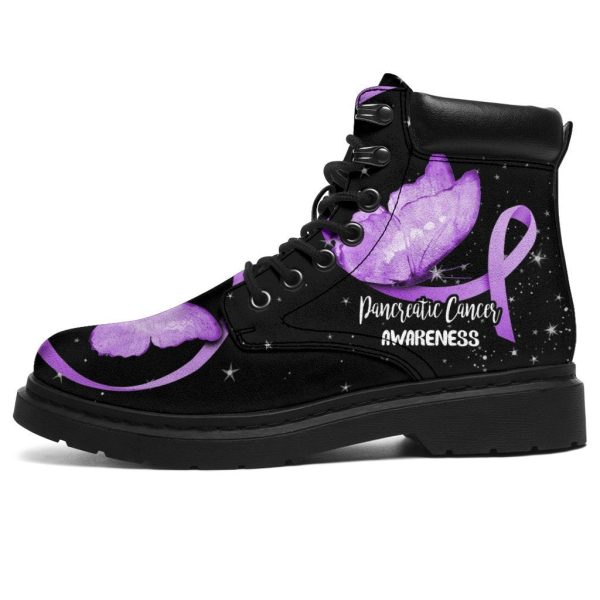 Pancreatic Cancer Awareness Boots Ribbon Butterfly Shoes-Gearsnkrs