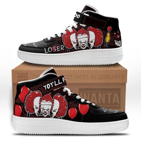 Pennywise It Face Shoes Custom Air Mid Sneakers Horror Fans-Gearsnkrs