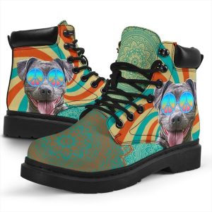 Pit Bull Dog Boots Shoes Funny Hippie Style-Gearsnkrs