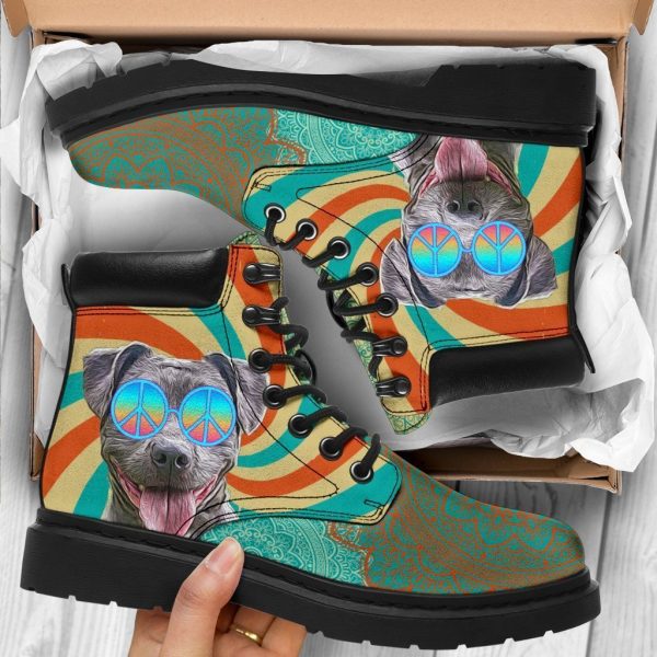 Pit Bull Dog Boots Shoes Funny Hippie Style-Gearsnkrs