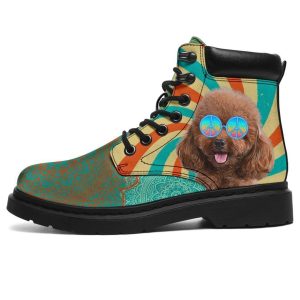 Poodle Dog Boots Funny Hippie Style Shoes-Gearsnkrs