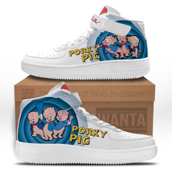 Porky Pig Air Mid Shoes Custom Looney Tunes Sneakers-Gearsnkrs