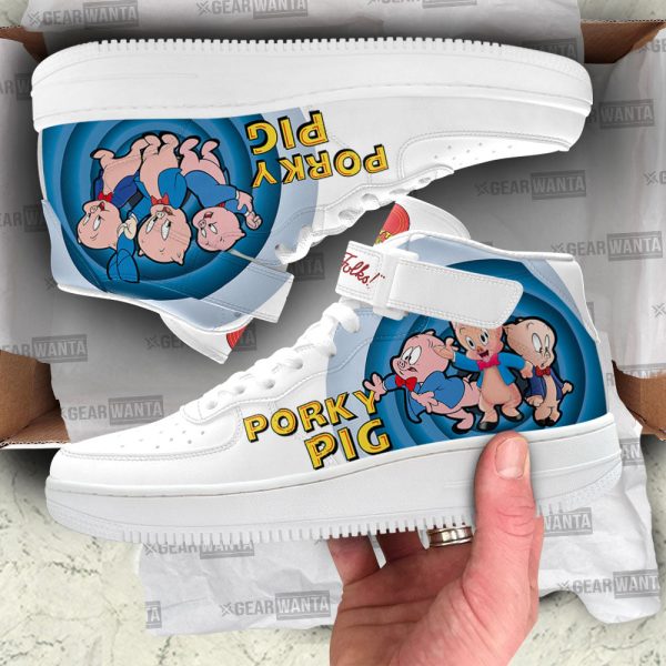 Porky Pig Air Mid Shoes Custom Looney Tunes Sneakers-Gearsnkrs