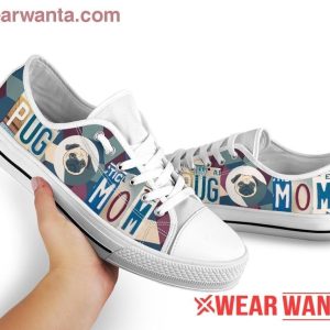 Pug Mom Shoes Low Top Style Gift For Dog Lover Nh10-Gearsnkrs